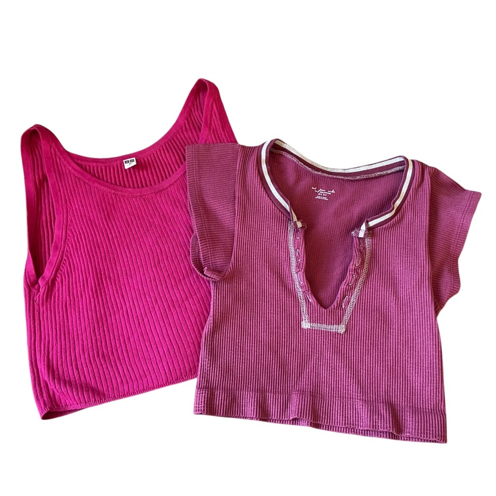 Kids Pink Sleeveless and Henley Tops Set